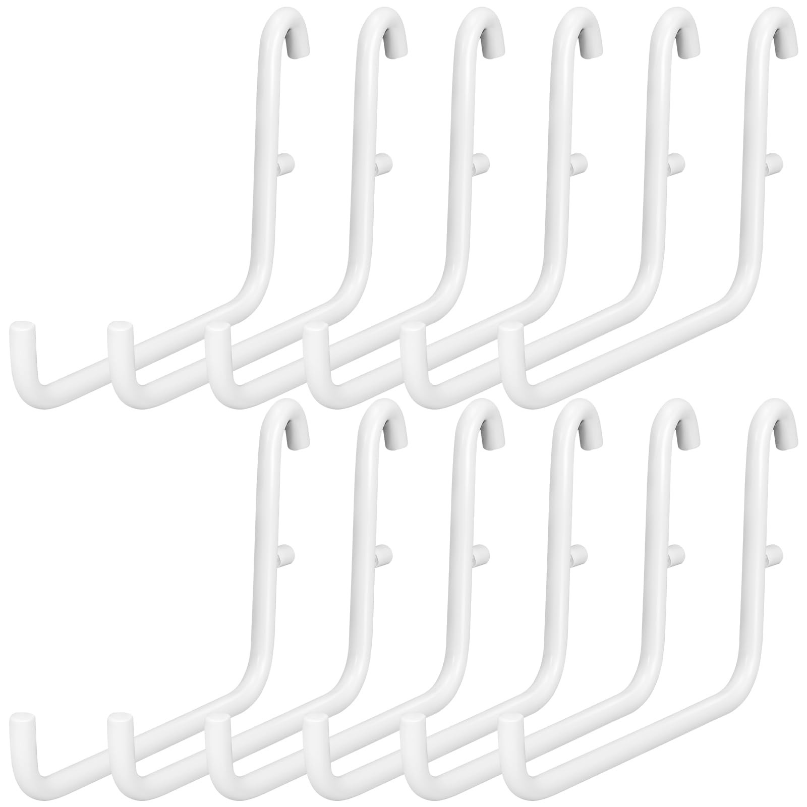 12 Pcs Pegboard Hooks, 6 x 9.5 Centimeters, White Pegboard Accessories Compat...