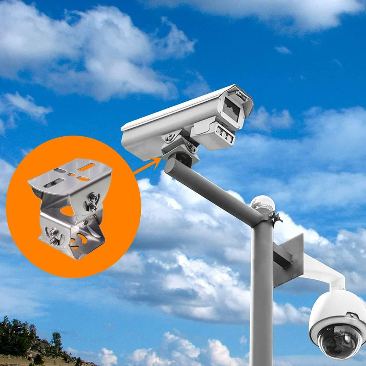 Universal 3D CCTV Camera Mount Bracket Adjustable Steel Wall Pole Adapter
