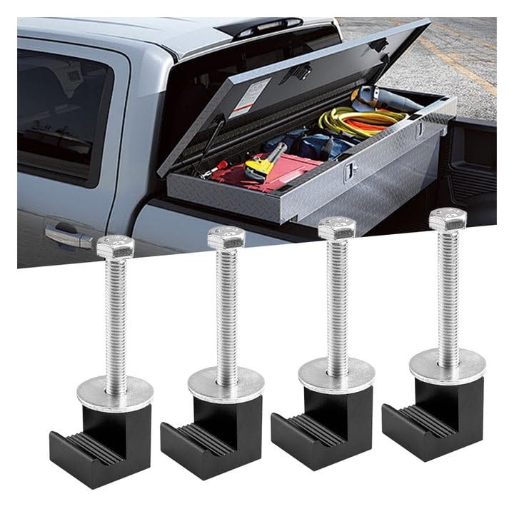 4PCS Truck Tool Box Mounting Kit J Hook Truck Toolbox Clamps No Drilling, Pickup