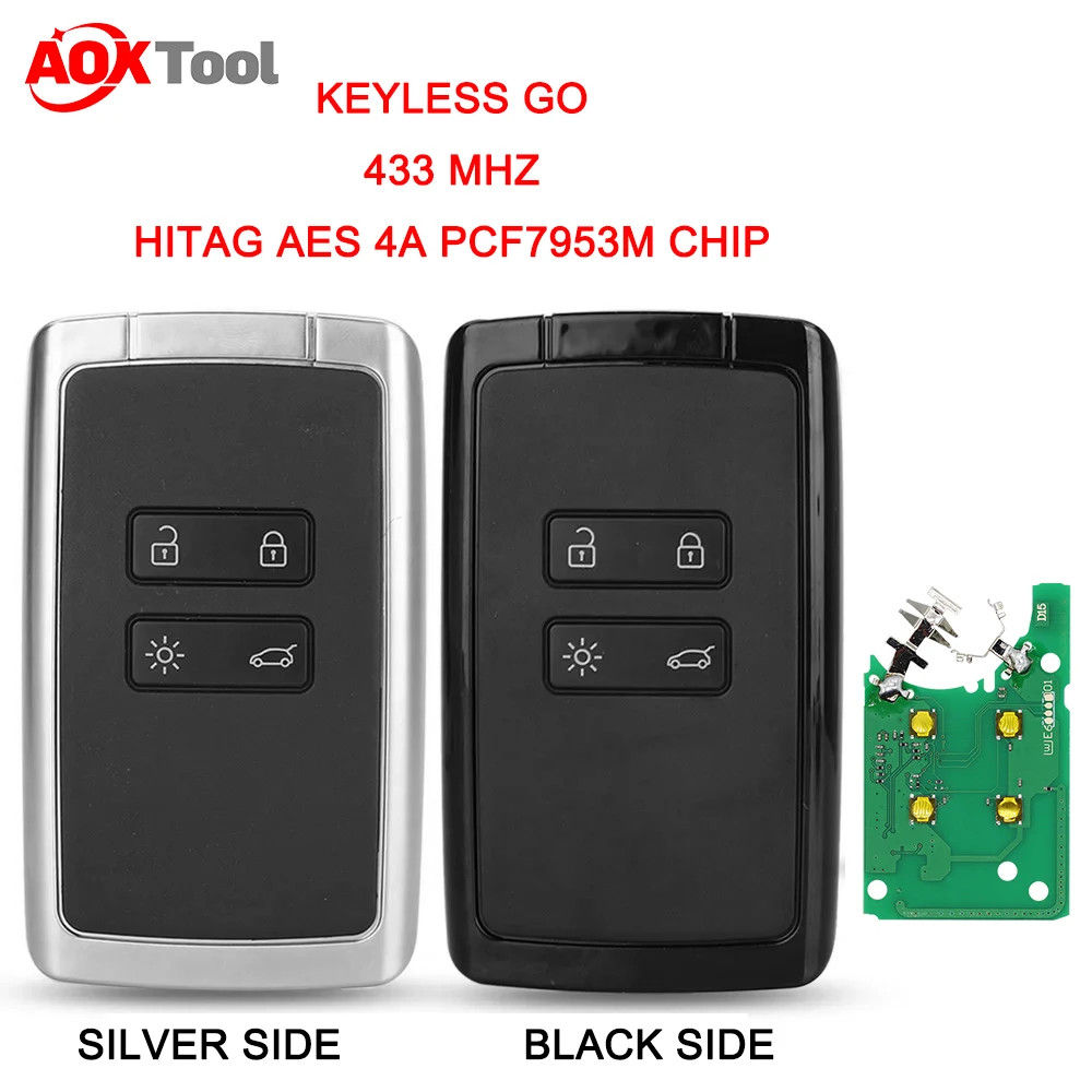 AOKTOOL 434MHZ AES 4A PCF7945M Renault Remote Renault Megane 4 Card Megana 4 Key