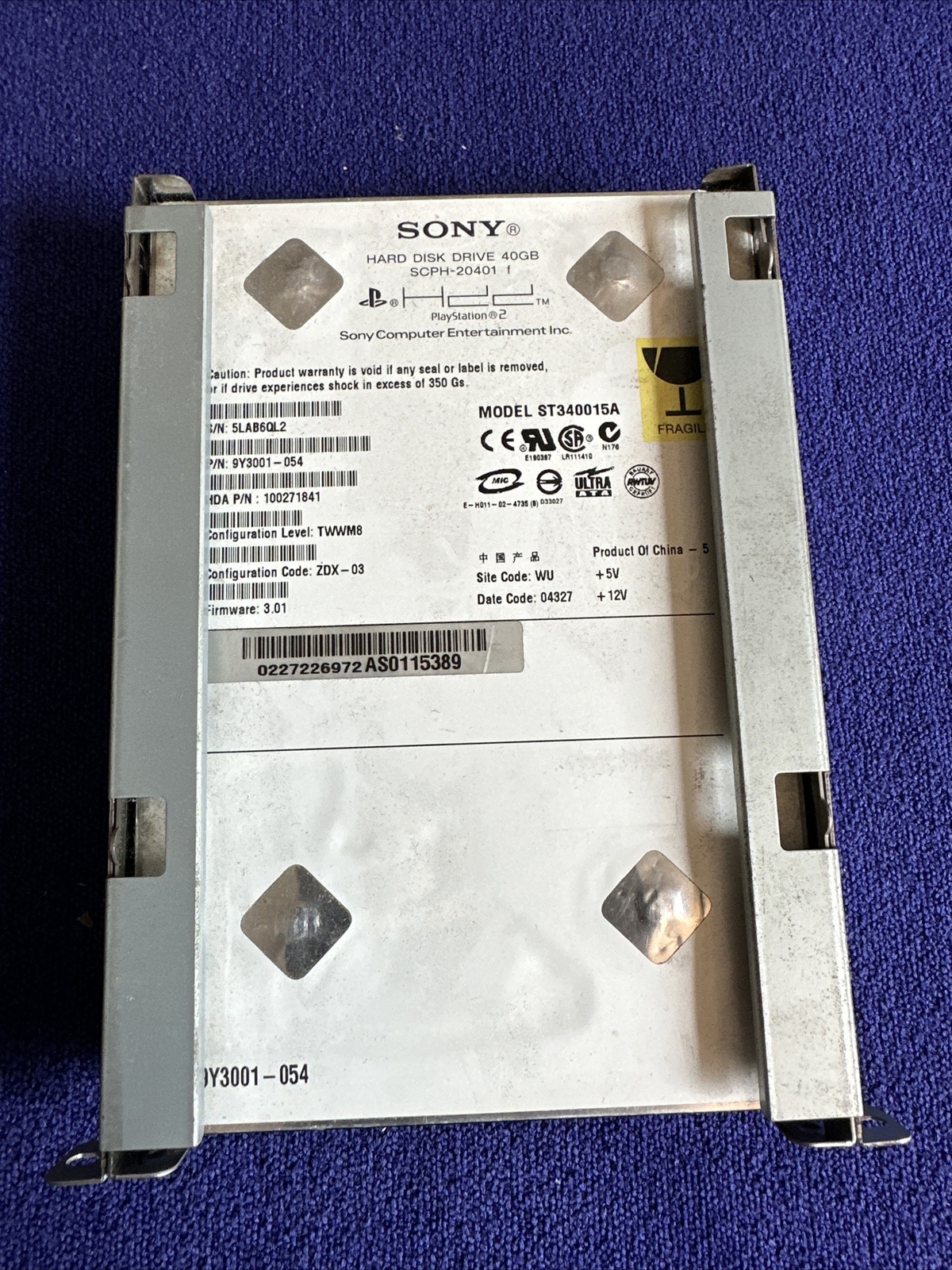 Sony PlayStation 2 Hard Disk Drive 40GB OEM SCPH-20401 Official HDD