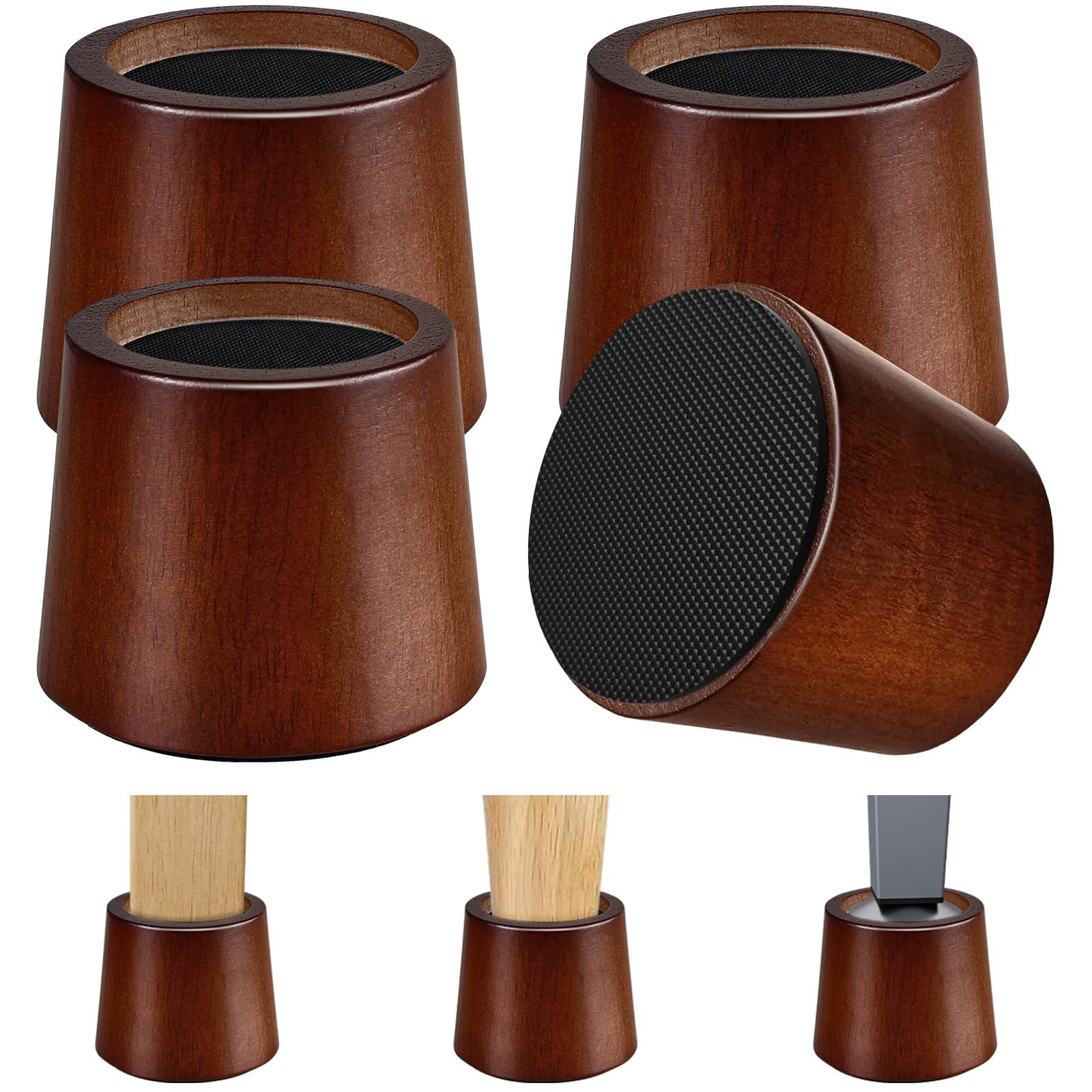 Wooden Furniture Bed Risers  3 Inch Circle Heavy Duty Furniture Height Extend...