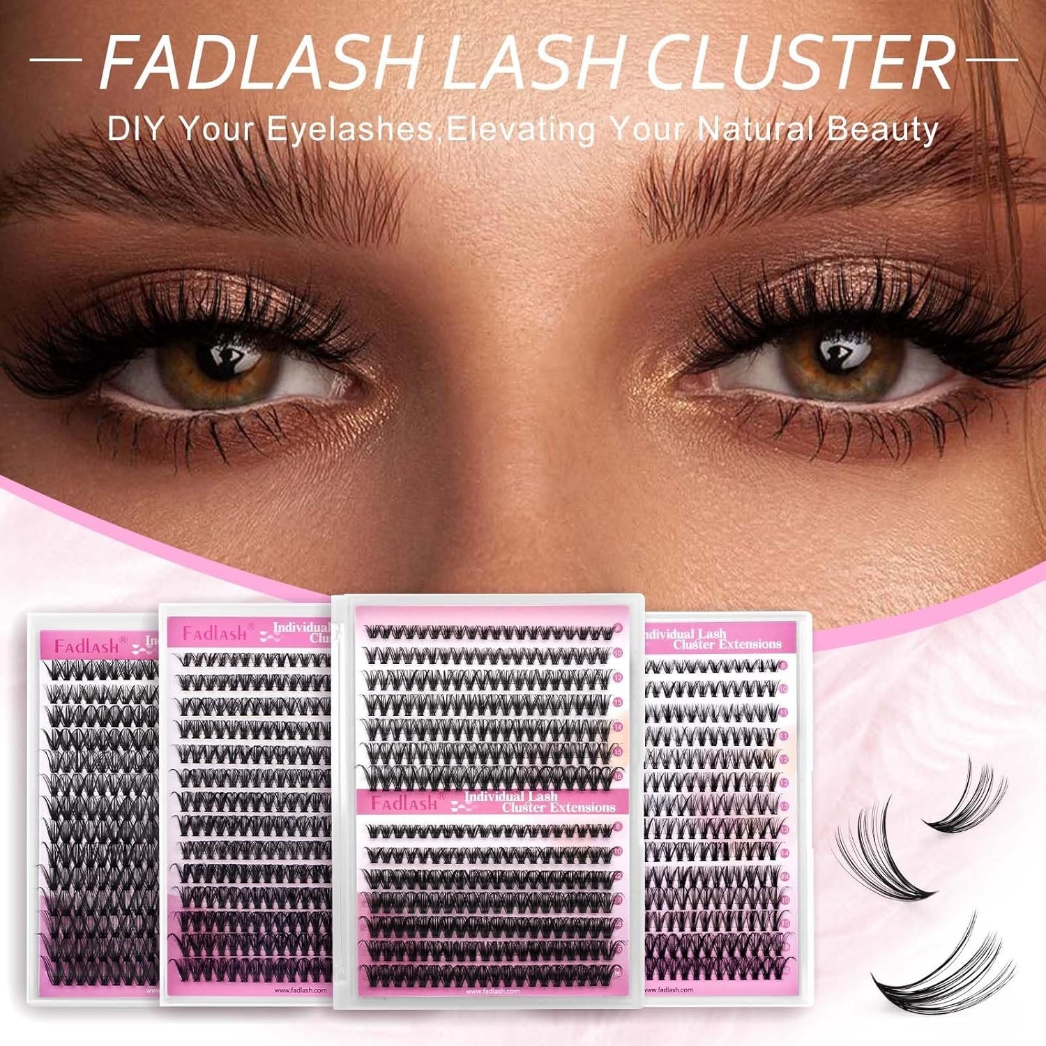 Individual D Curl Eyelash Clusters - Easy Home Application for Stunning Eyes