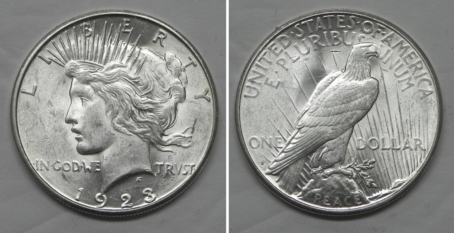 X7910  1923-S Peace Dollar, Choice BU