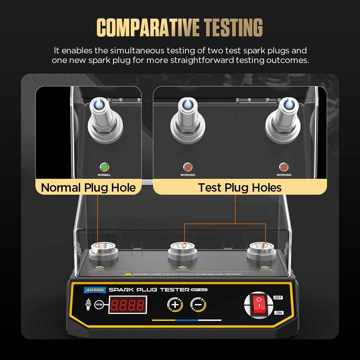 Spark Plug Tester Three Hole 12V Petrol Car Engine Ignition System Coil Analyzer