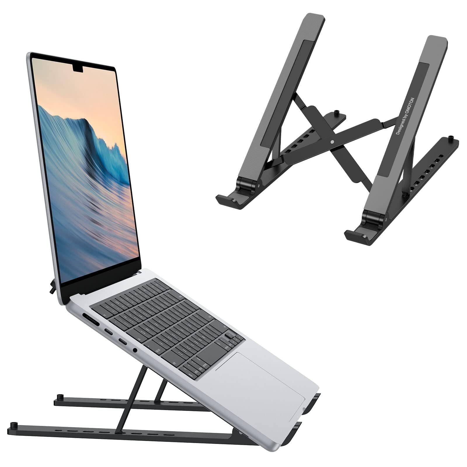 Portable Laptop Stand, OMOTON Laptop Stand for Desk Ergonomic 7-Levels Angles...