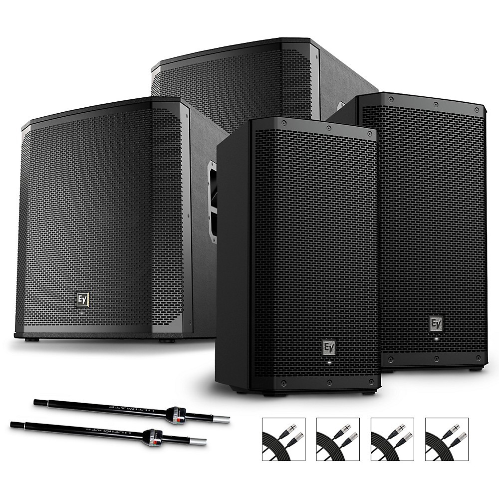 Electro-Voice ZLX-12P G2 Powered Speaker Pair With Subwoofers, Stands & Cables