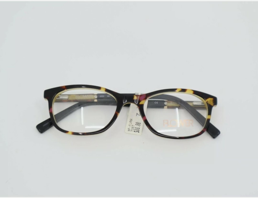 Womens Flower 6003 MAGGIE Tortoise Full Rim Rectangle Eyeglasses 50-19-140