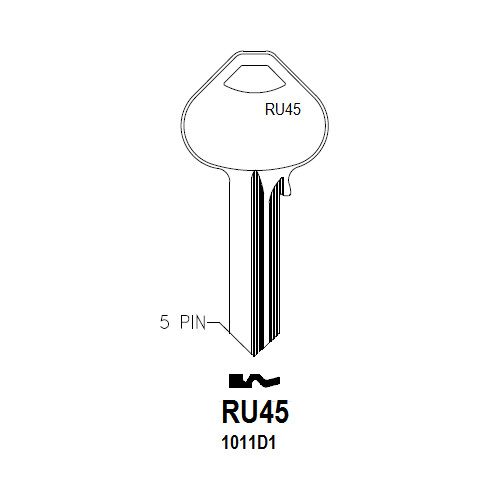 Lot of 5 Ilco 1011D1 RU45 Key Blank