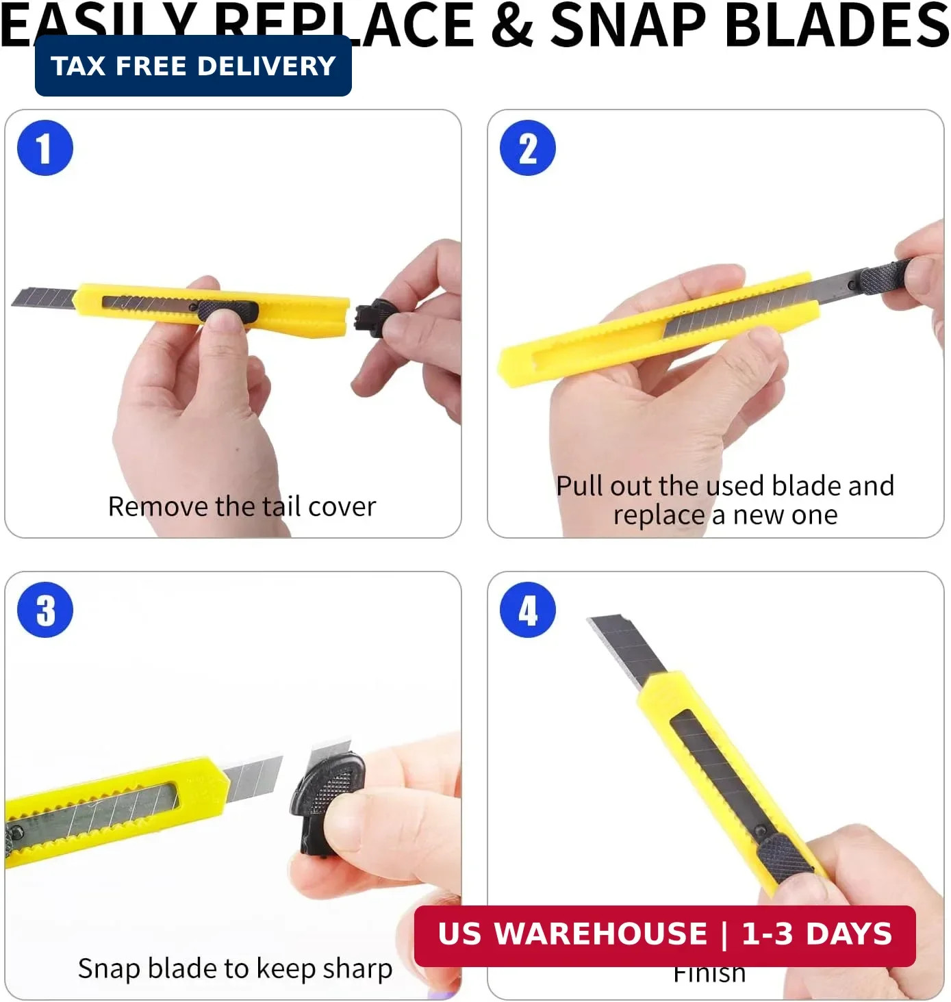 4 Pack Box Cutter Utility Knife, Mini Box Cutters Retractable Opener, Profession