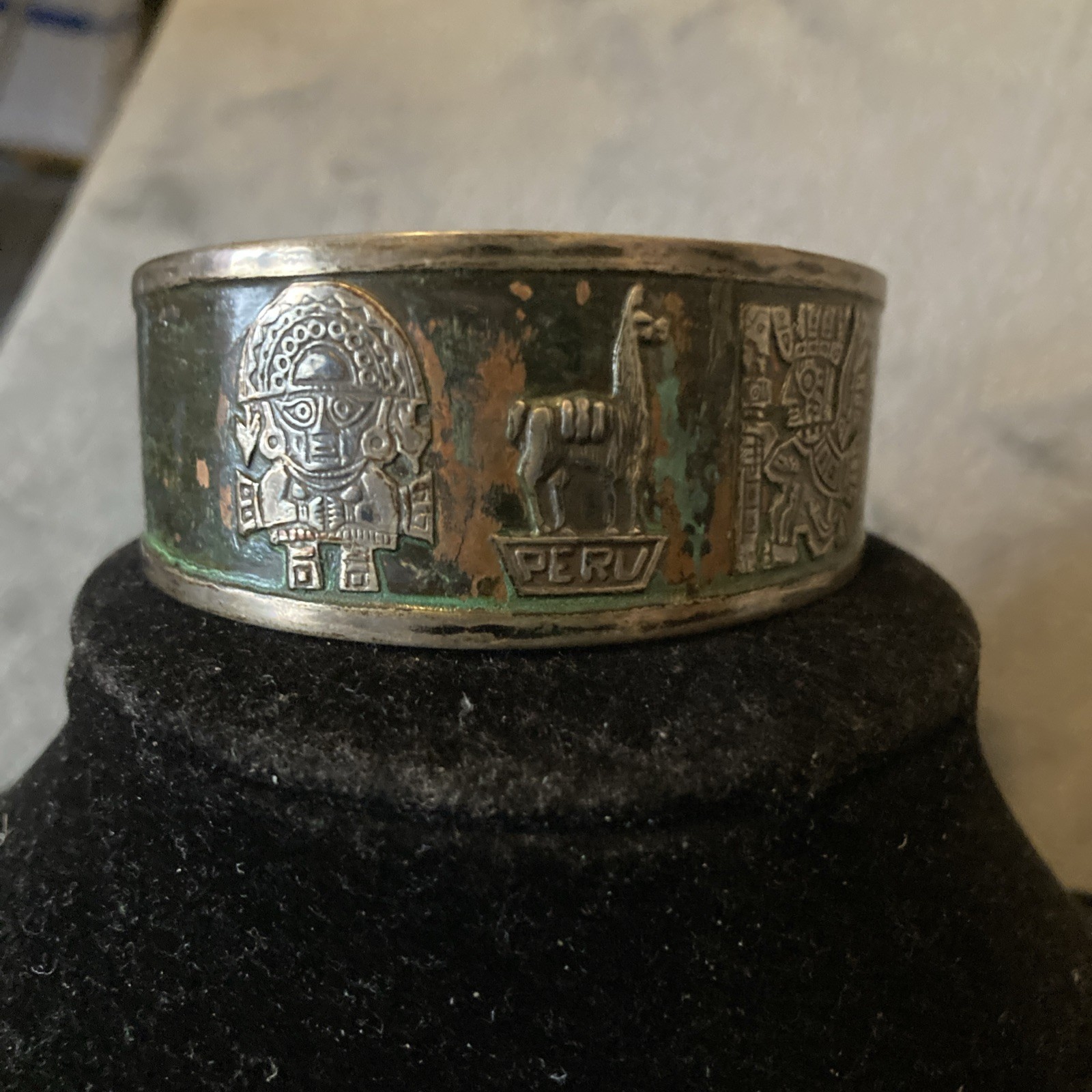 Peru Llama Cuff Bracelet Stamped 825 Peru