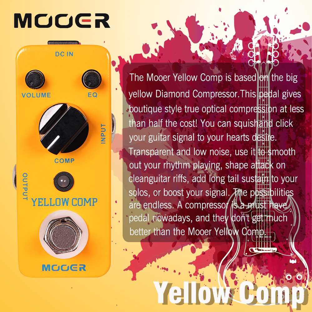 MOOER Mini Compression Effect Guitar Pedal Adjustable EQ Volume for Guitar Bass