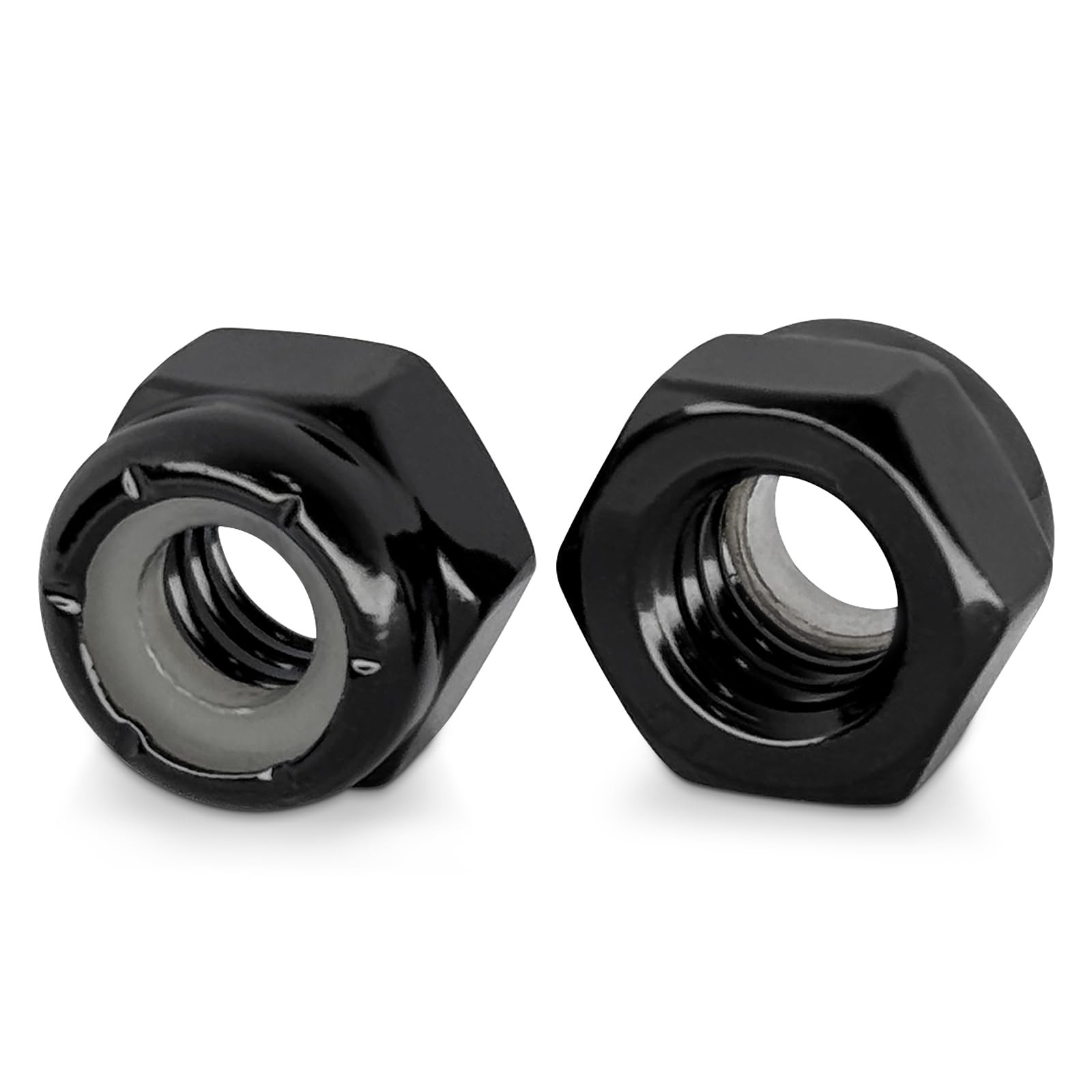 100 PCS 632 Black Nylon Insert Lock Nut Stainless Steel 304 188 Coating