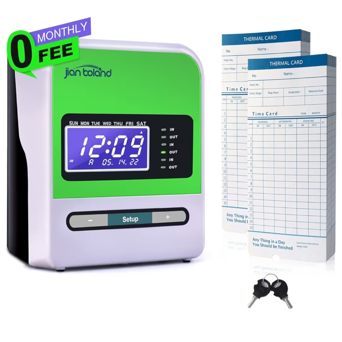 Thermal Time Clocks for Employees Small Business in/Out Time Punch Clock, No ...