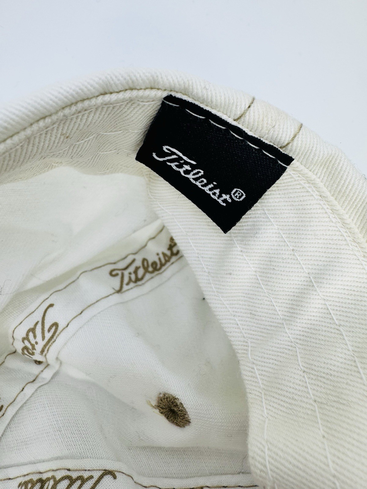 Titleist Morrissey Engineering Hat Cap Strapback White Bronze Has Stains