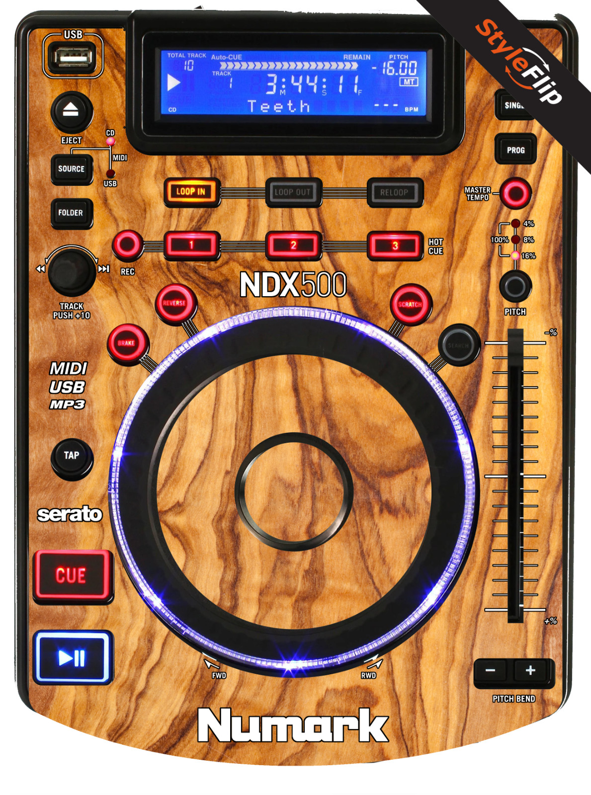 Numark NDX 500 Skin | Color Wood 6 | Protective Decal | StyleFlip Skins