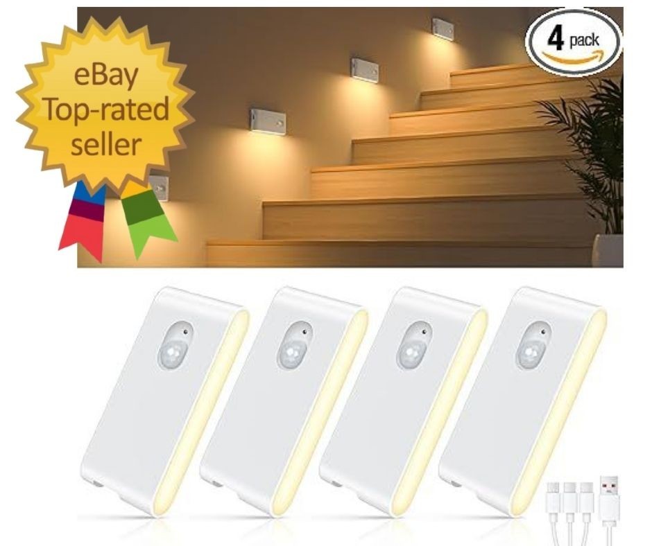 Stair Lights Indoor,Warm White Rechargeable Night Light,Wireless Motion Sensor N