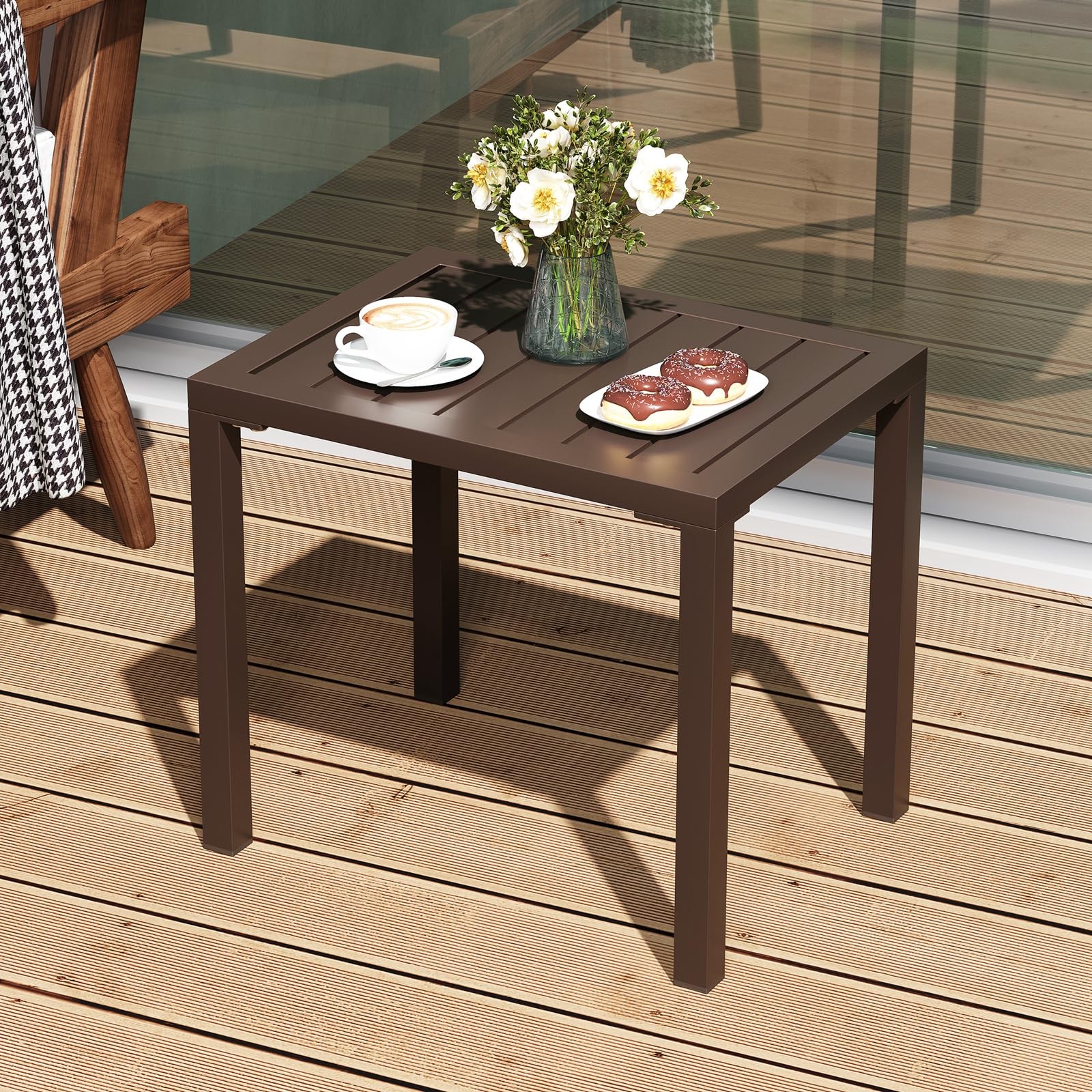 Outdoor Side Table Aluminum Small Outdoor Coffee Table Metal Outdoor End Tabl...