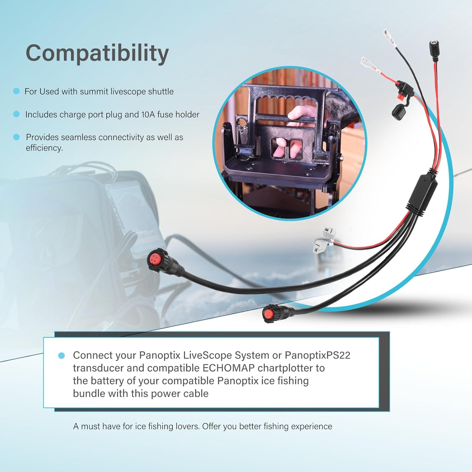 010-12676-40 All-in-One Power Cable fits for Garmin LiveScope Ice Fishing Bundle