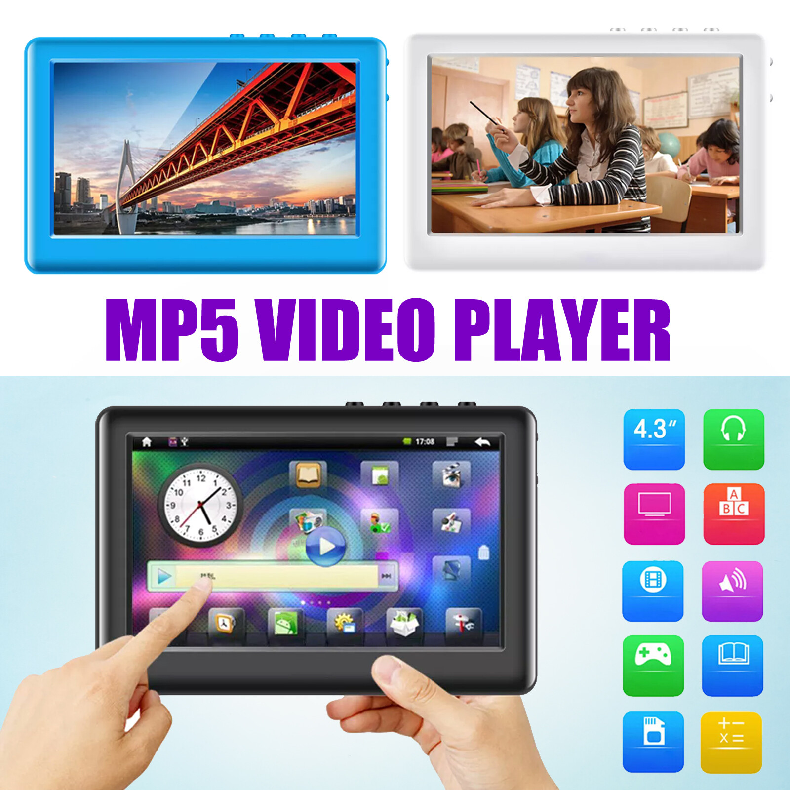 MP4 MP5 Video Player 4.3" Touch Screen MP3 Music Small Tablet Learning Tool