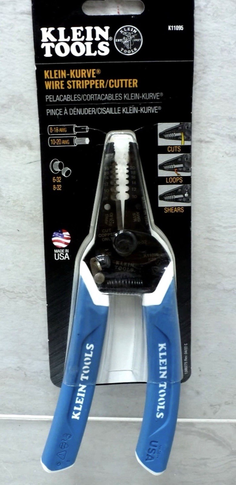 Klein Tools Kurve Wire Stripper/Cutter Comfort Grip Handle K11095 NEW