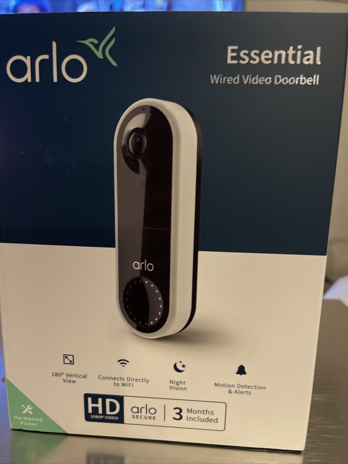 Arlo AVD1001W100NAS Wired HD Video Doorbell - Black New Sealed
