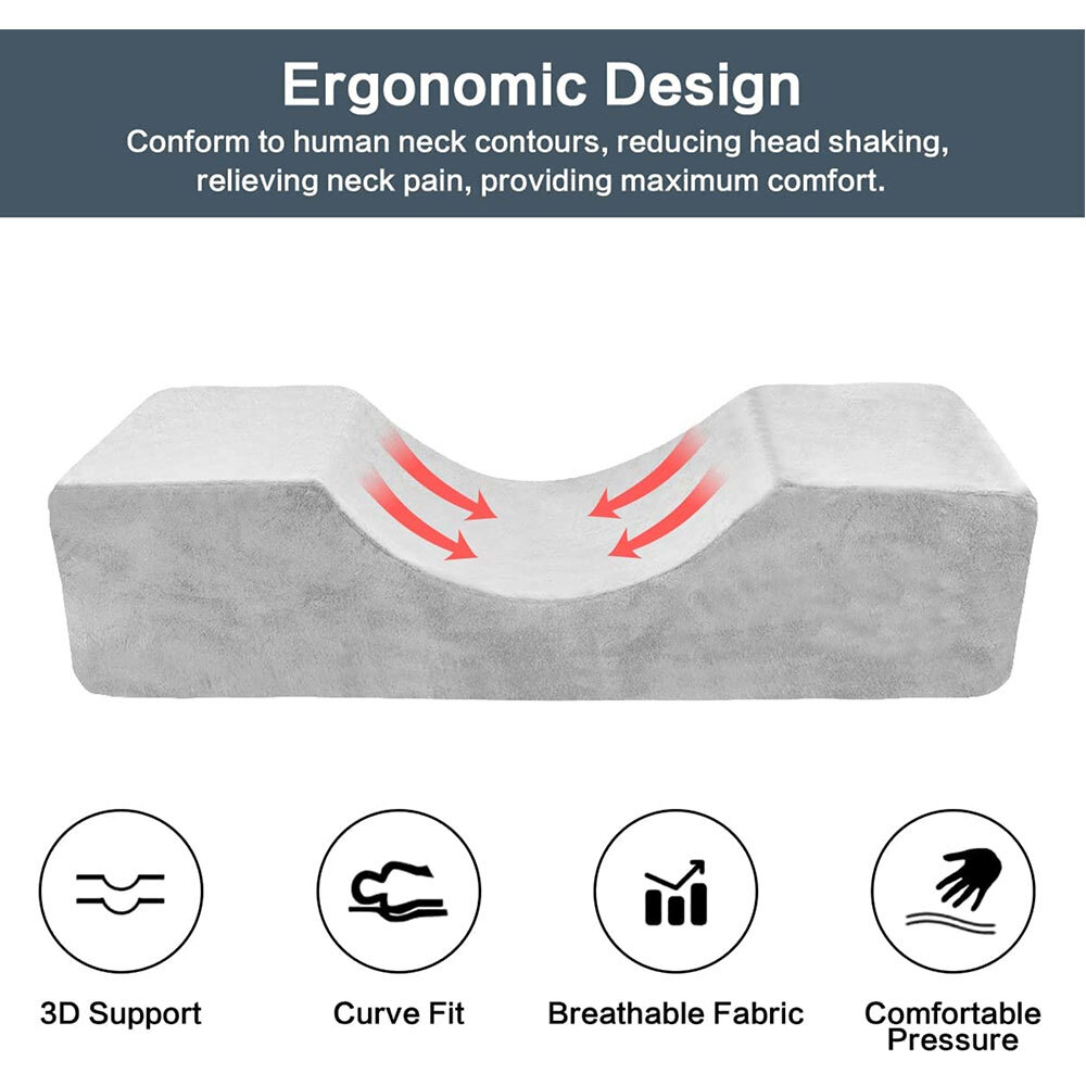 Grey Lash Pillow Eyelash Extension U-Shaped Head Support With Soft Memory Foam