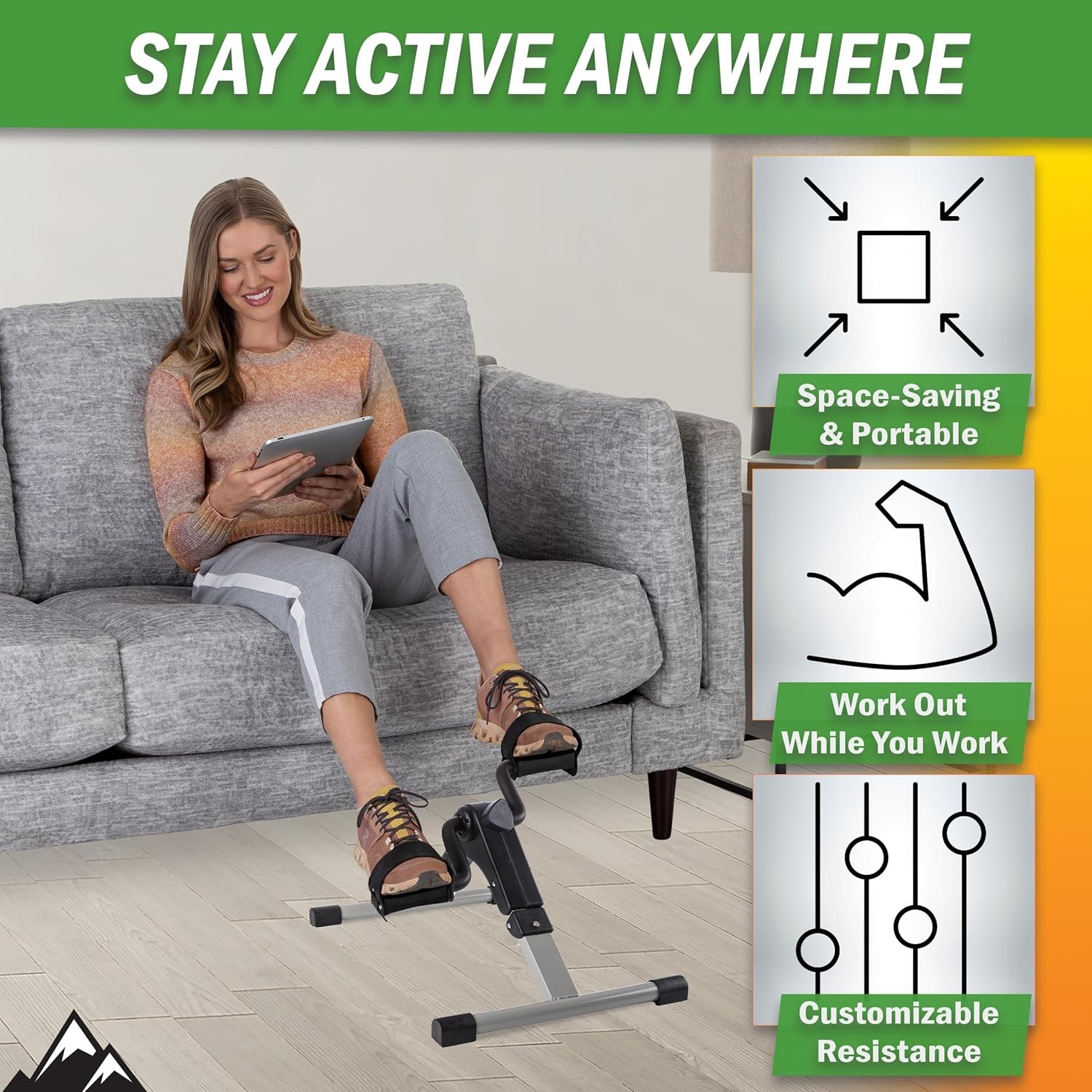 Under Desk Exercise Bike Pedal Machine Adjustable Resistance