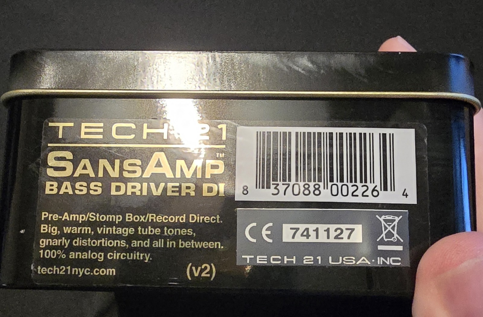 Tech 21 SansAmp Bass Driver DI V2 NYC Effects Pedal.