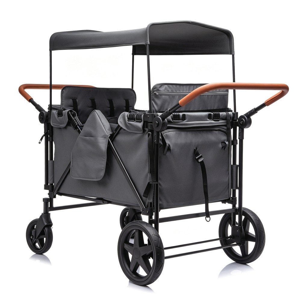 4-Seater Wagon Stroller  for Kids w/ Removable Canopy&Snack Tray,150lbs Capacity