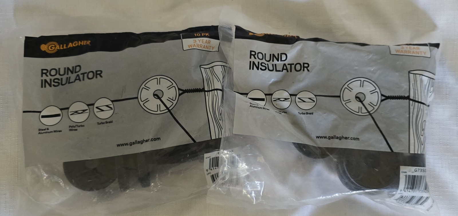 Gallagher G7350 Round Insulator 10-Pack Electric Fence Wire Cleat Clamp Tie