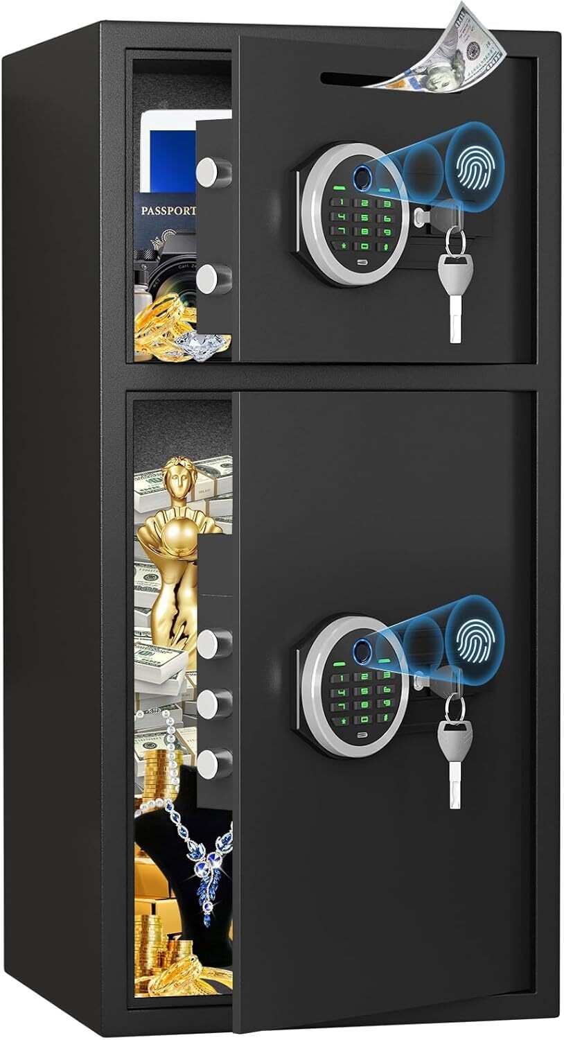 6.0 Cuft Extra Large Safe, Safe Box, Fingerprint Safe with Deposit Slot & Alarm