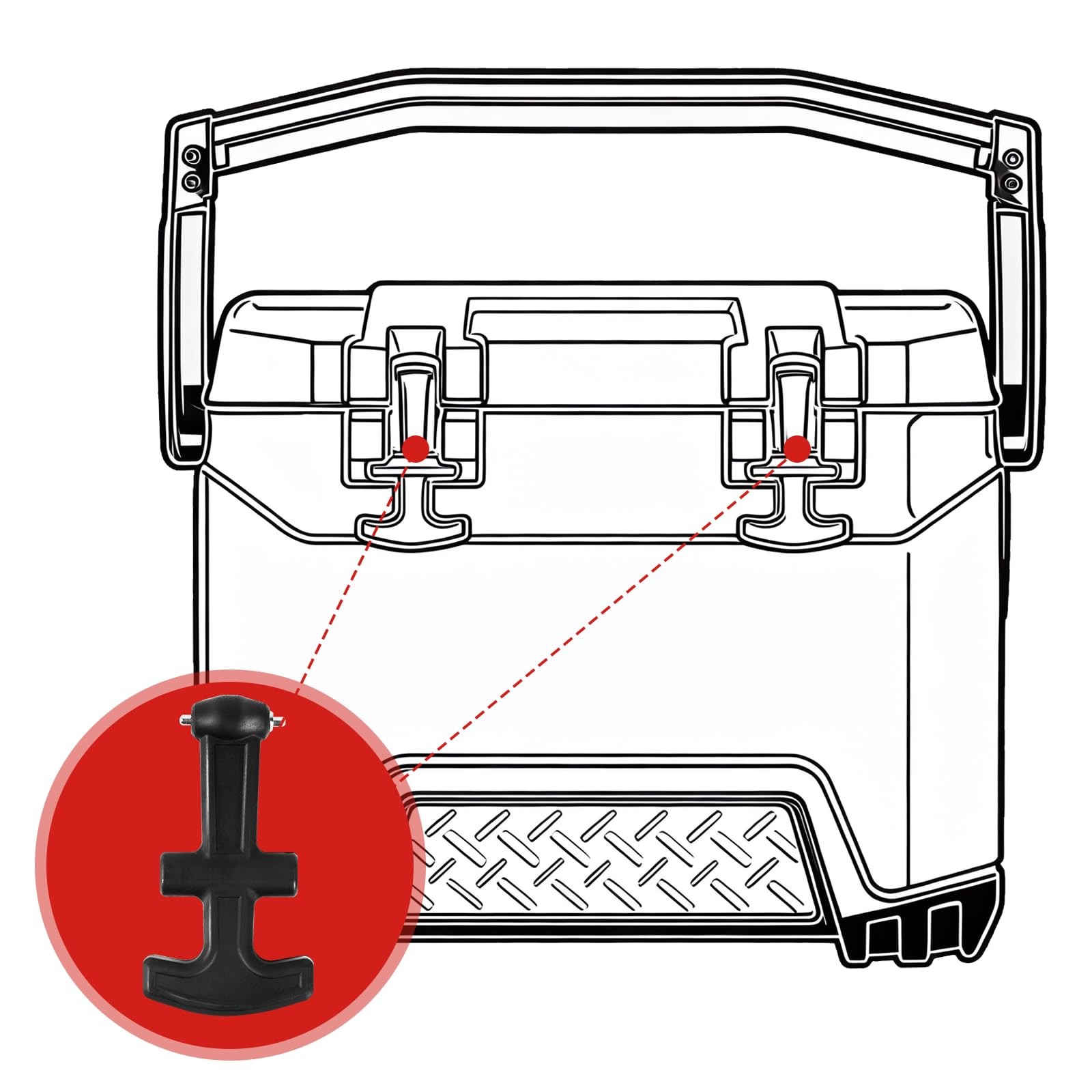 (2-Pack) T-Latch Handle Cooler, Durable Rubber & Easy Installation, Verify Mo...