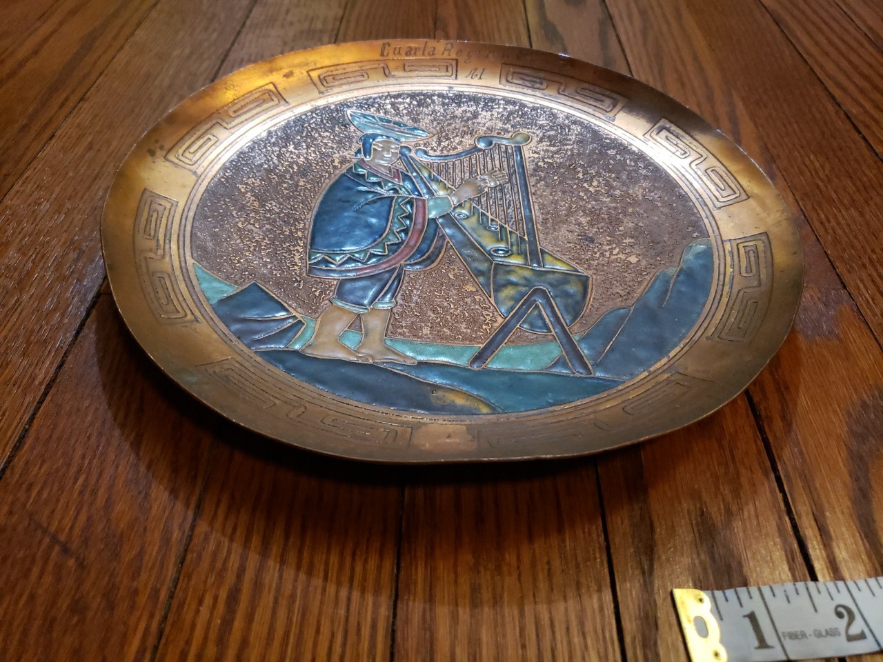 Vintage Copper Brass Wall Plate Artisan Made Art