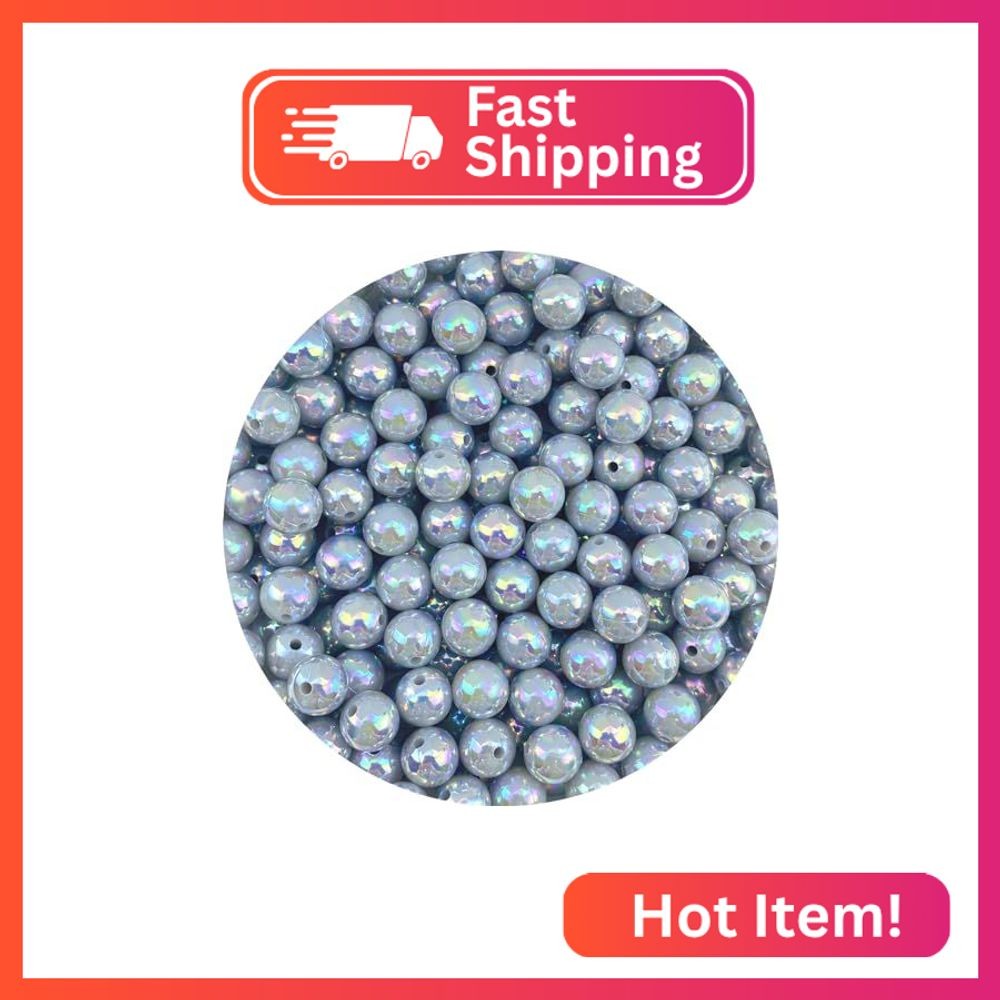 Jmassyang 200 Pieces 10mm Glossy Pearl Beads AB Color Round Plastic Acrylic Spac