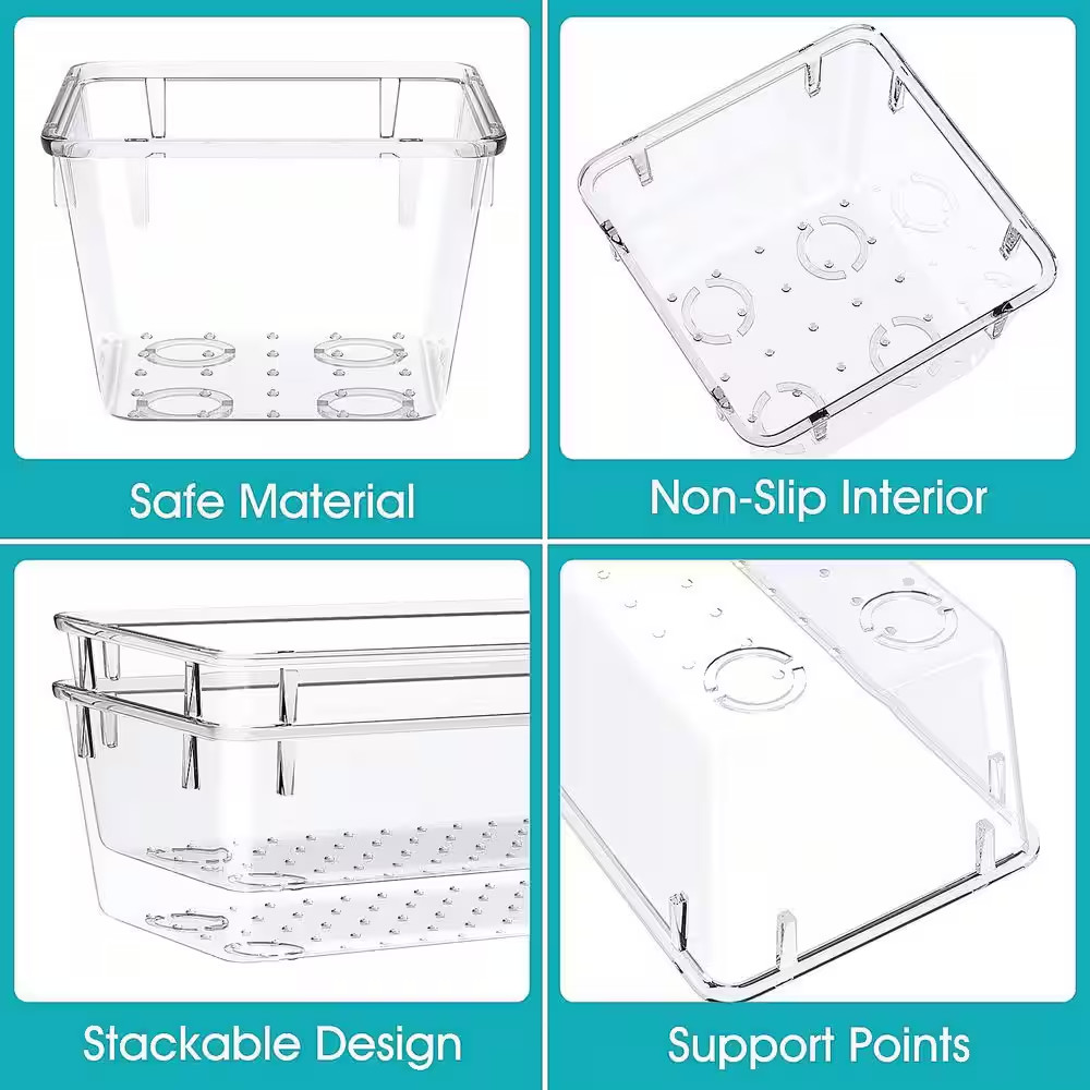 28 Pcs Clear Plastic Drawer Organizer Set Versatile Stackable Non-Slip Storage T