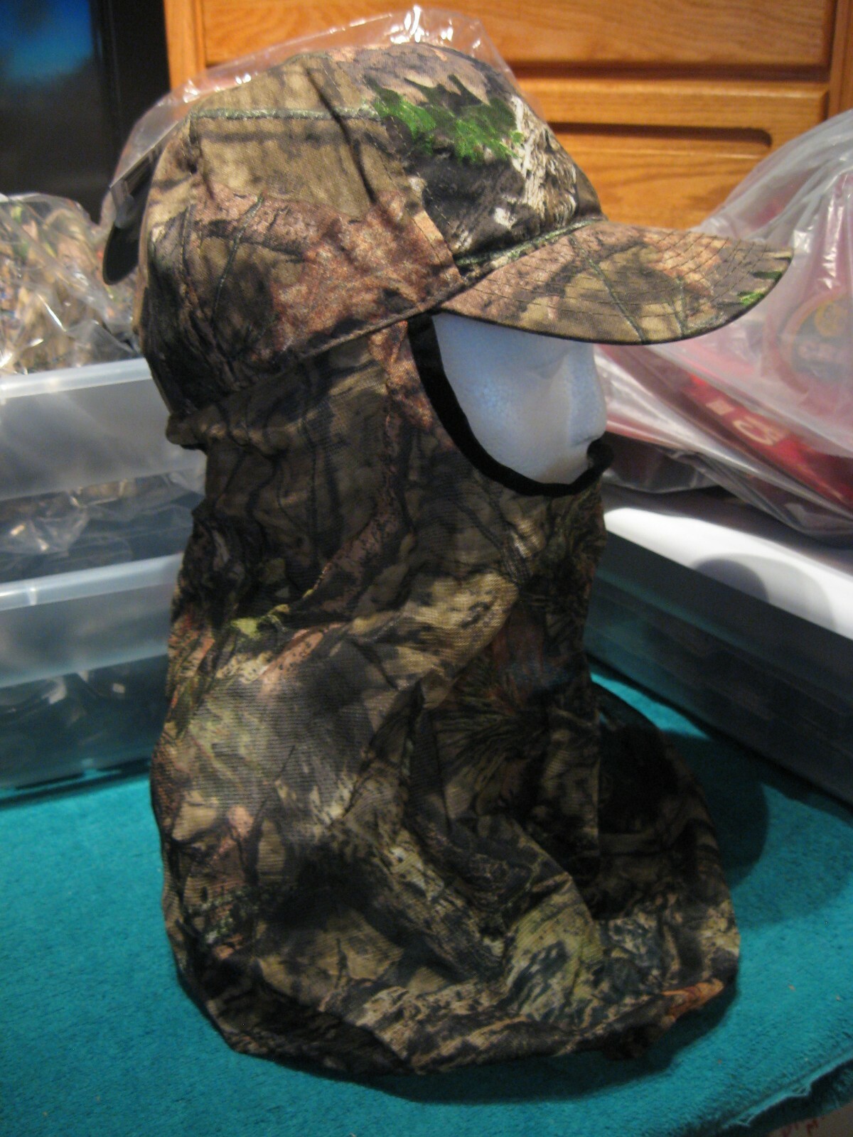 Mossy Oak Hunting Cap Hat & Face Mask Net 15" Mesh Neck Cape Netting