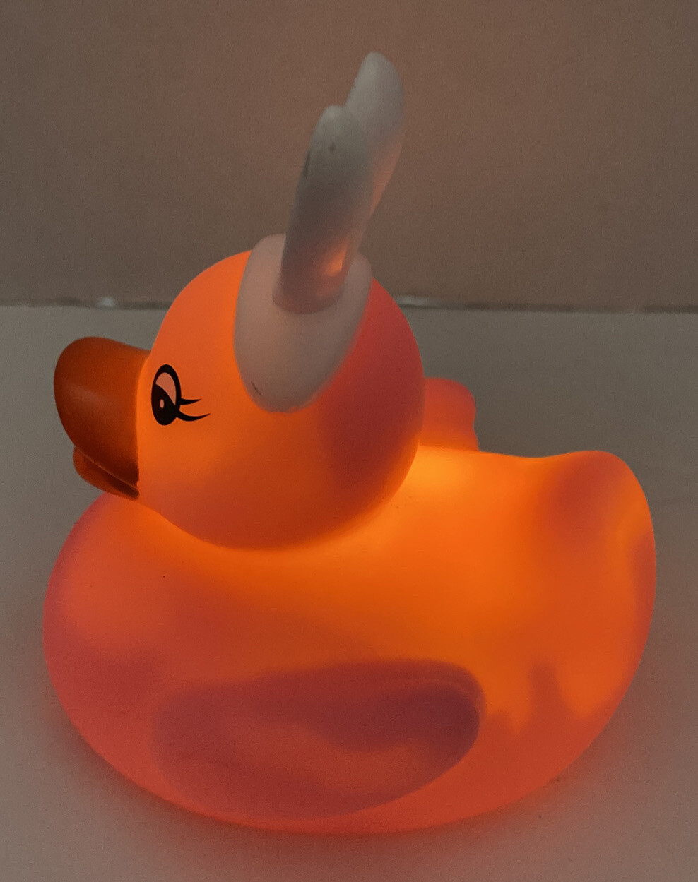 Coolites Pink Easter Bunny RUBBER DUCK Toy Duckey with Bunny Ears Lights Up EUC