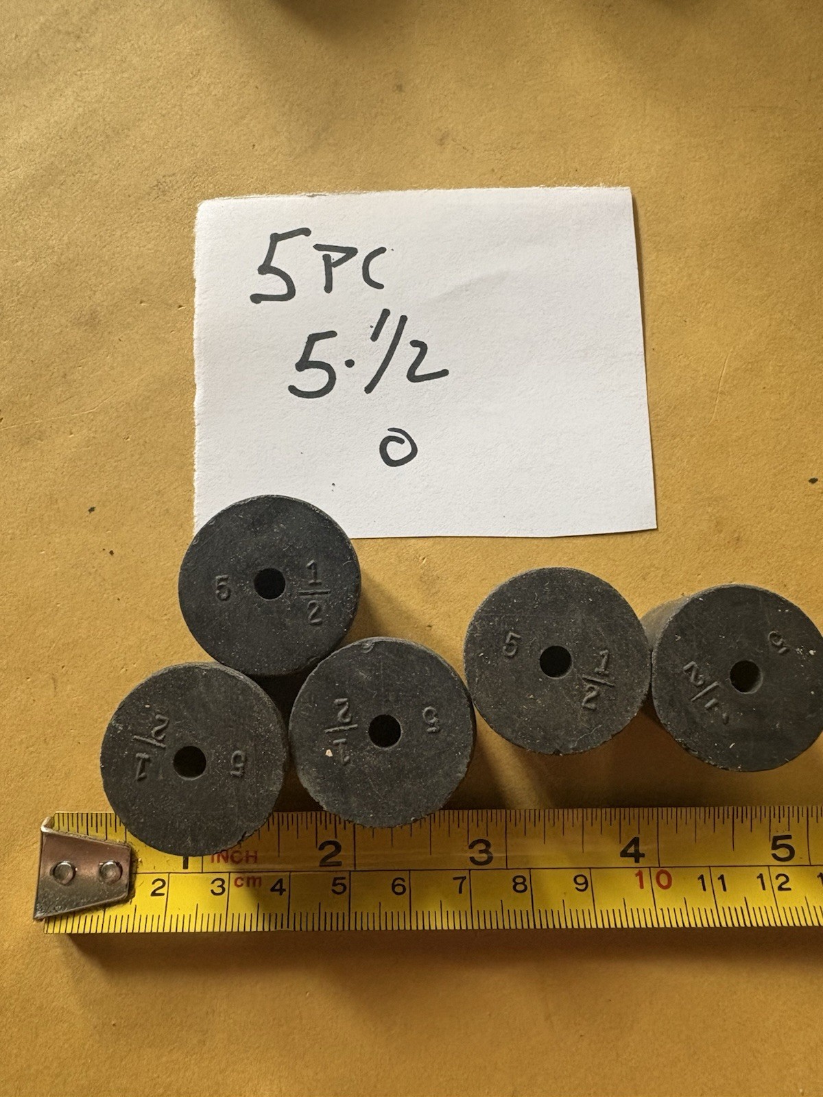 5 Pc # 5.5 1 Hole RUBBER LABORATORY STOPPER Black Rubber Bung Cap for Lab Glass