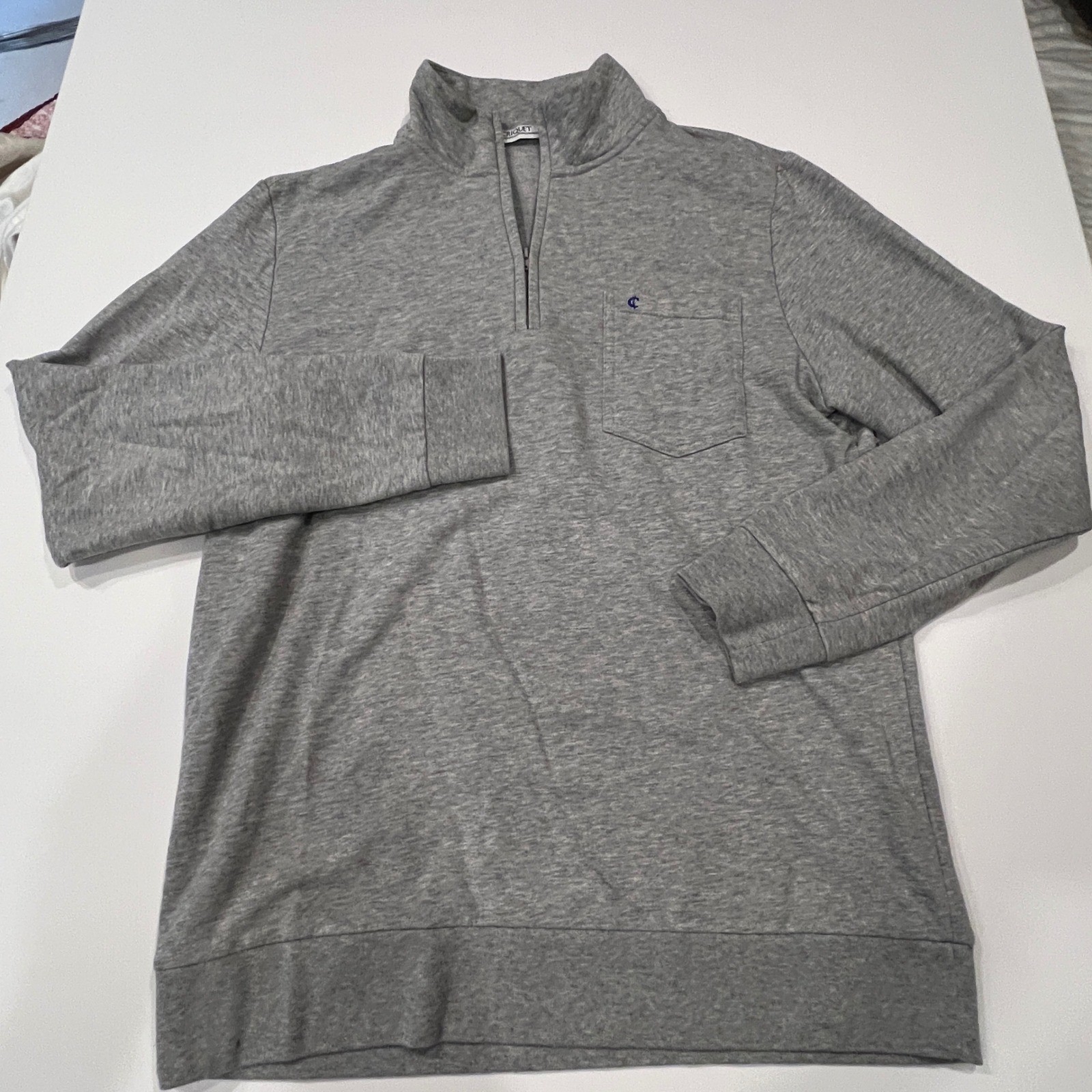 Criquet Mens Quarter Zip Pullover Heather Gray Chest Pocket Modal Blend Medium