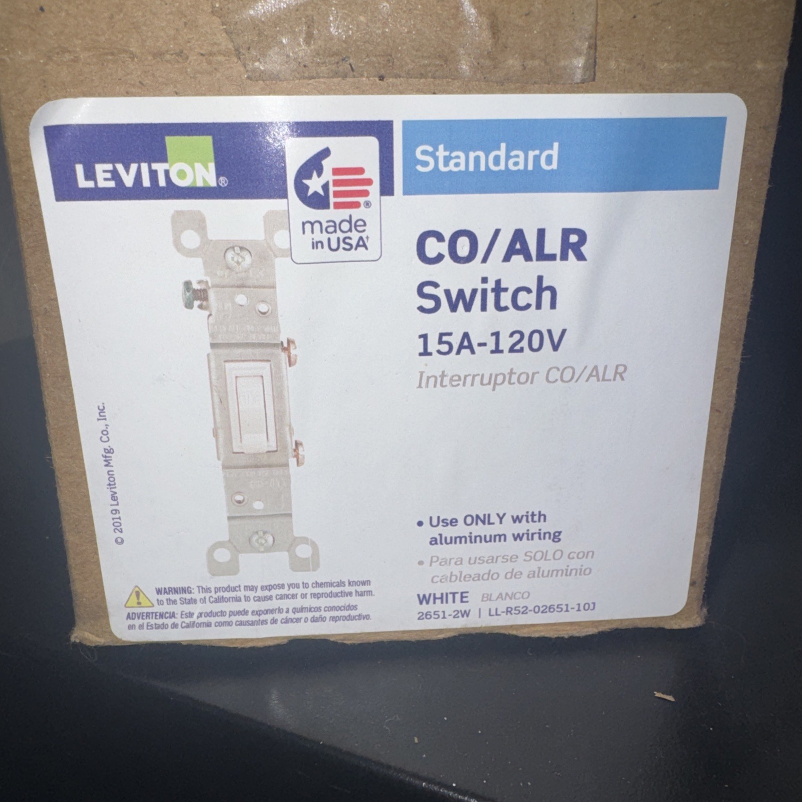 Leviton CO/ALR Switch 15 A-120v (Lot Of 43)Brand New In Pack R52-2651-2W