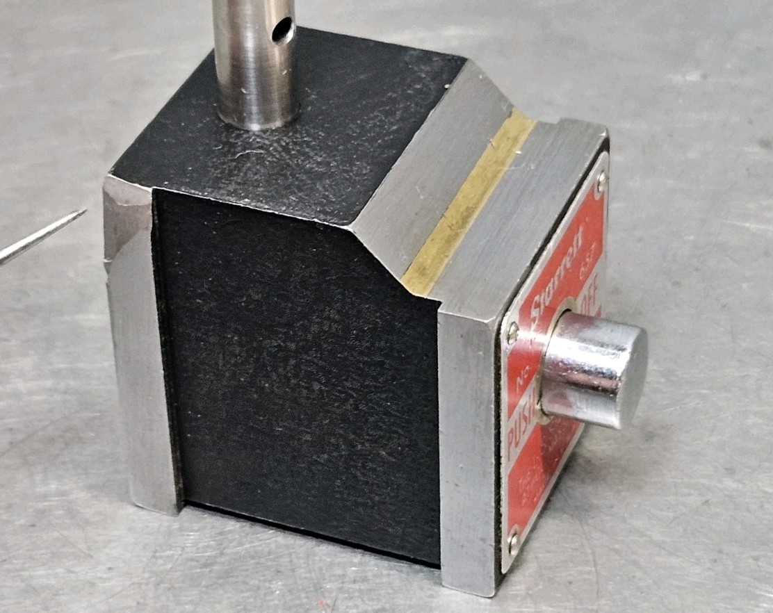 Starrett No. 657AA magnetic base + 1" dial indicator - micrometer - caliper