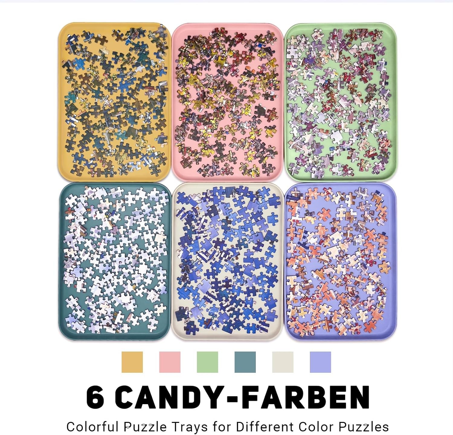 Stackable Puzzle Sorting Trays - 6-Pack, 12"x8.7" for 1000/1500/2000 Pieces