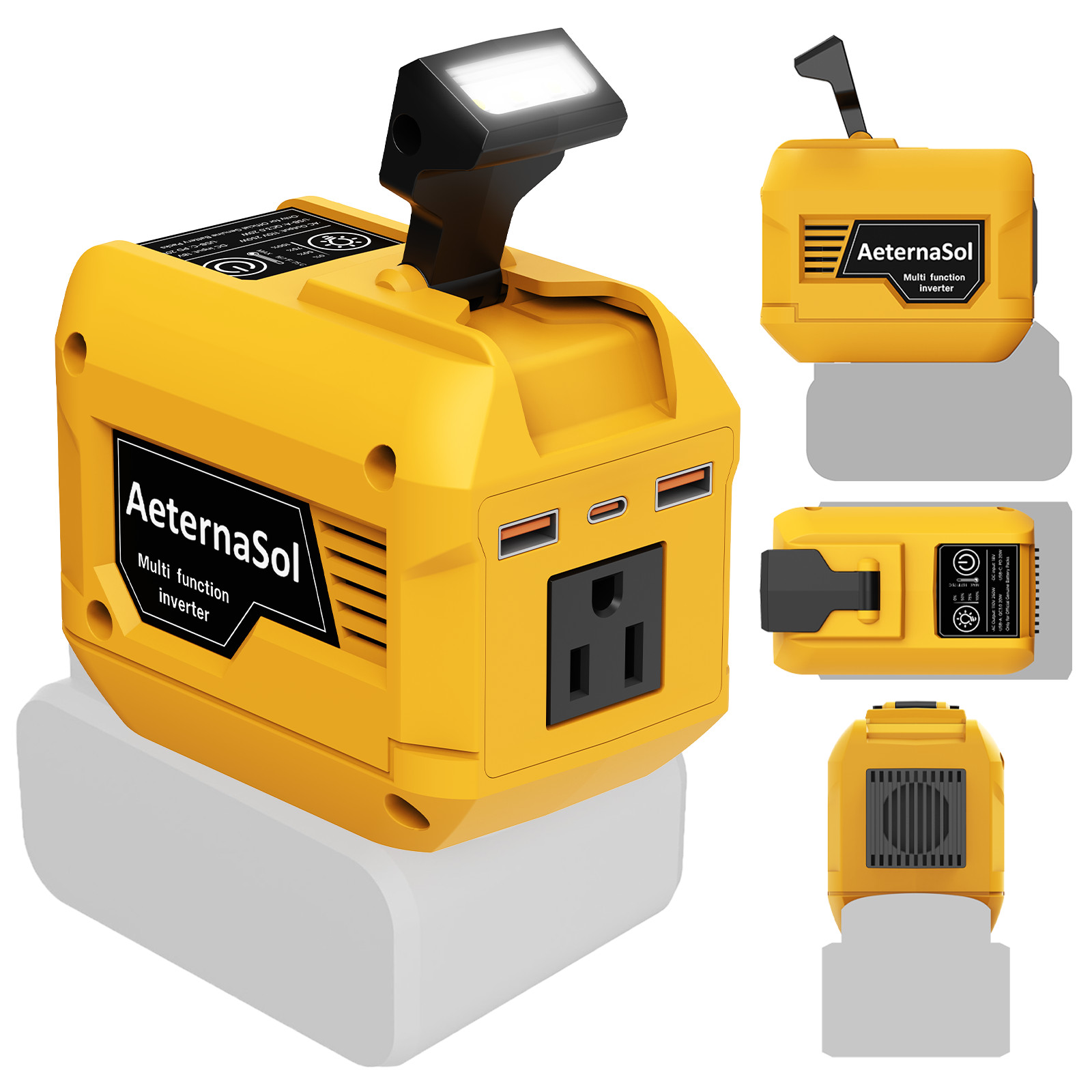 220W Power Inverter for Dewalt 18-20V Battery 3 USB Ports Fast Charging For RV