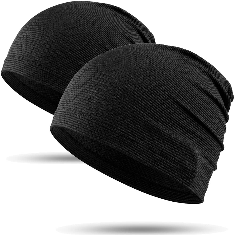 WTACTFUL Cooling Skull Cap for Men Women Breathable One Size, # Black+black