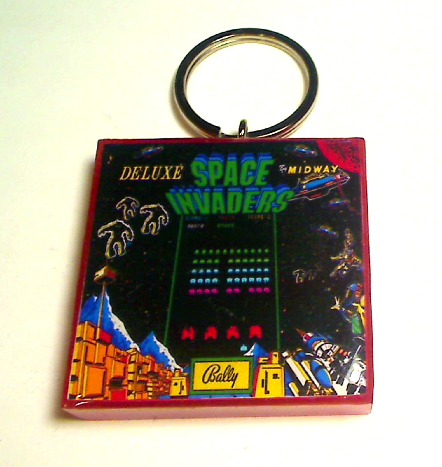 Space Invaders Deluxe  Arcade Coin Door accessory Keychain