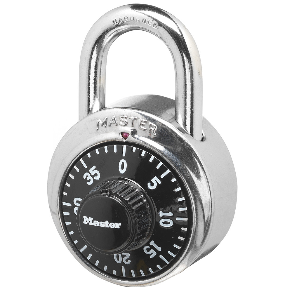 Master Lock 1525 ~ Preset Combination Padlock, 1-7/8 In. Wide Black Dial w/combo