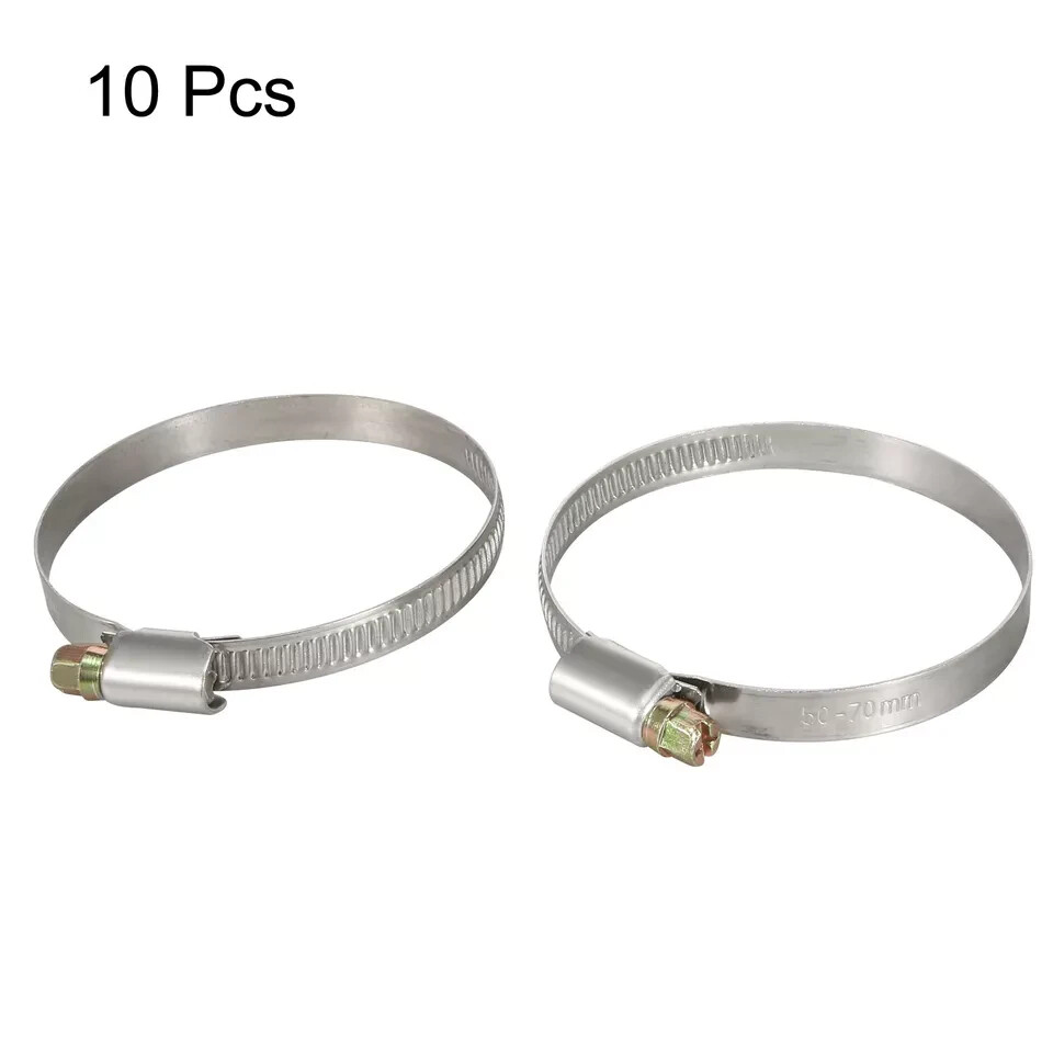 10pcs Clamping Range 50mm-70mm   9mmWidth Steel Hose Clamp