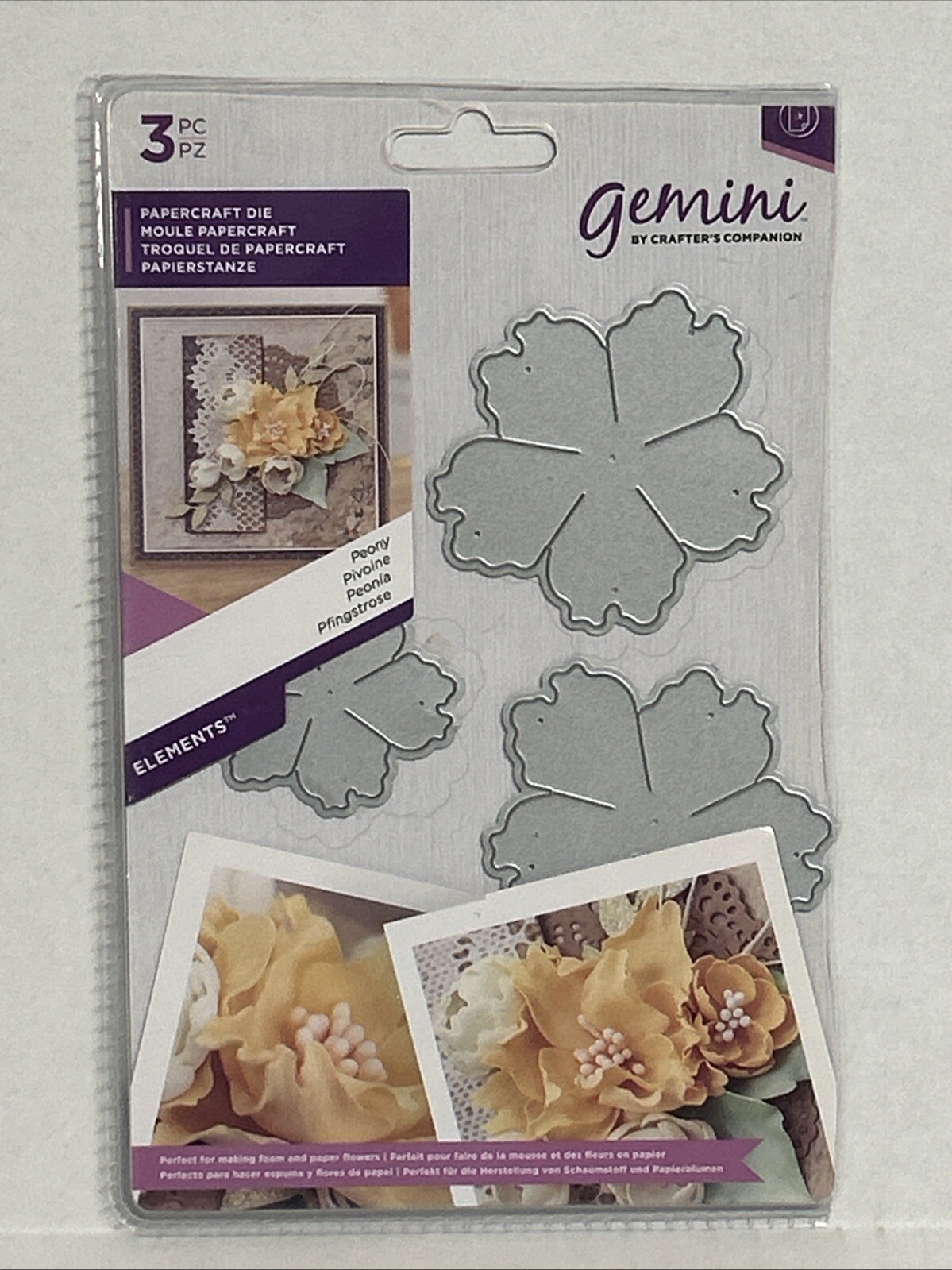 Crafter's Companion Gemini Elements Papercraft Die Peony 3pc