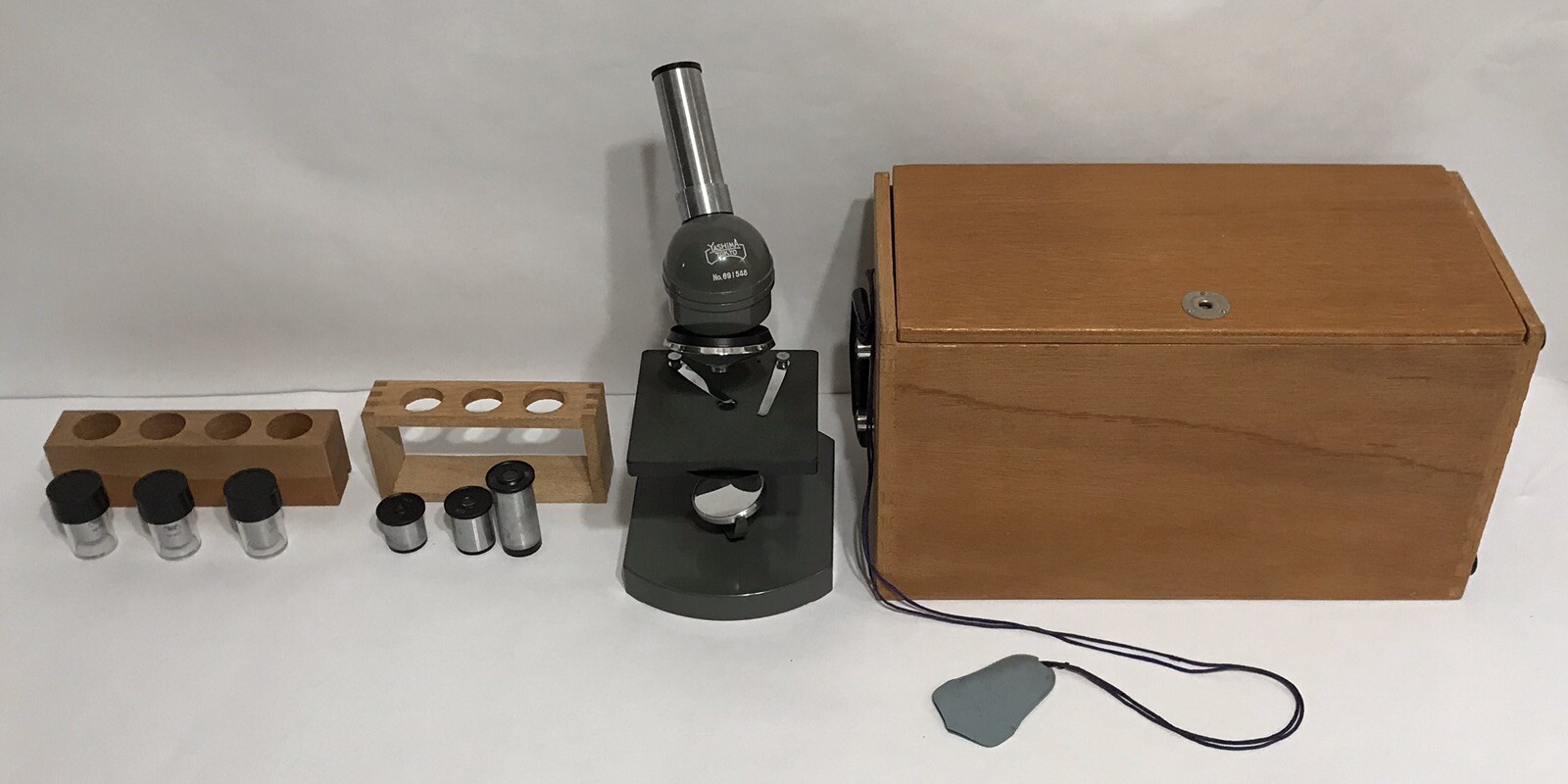 Vintage Microscope Yashima Optical Co Tokyo Japan Medium Type With Wood Case